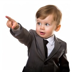 Funny baby with exaggerated facial expression and gesture