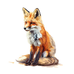 Fototapeta premium Realistic Illustration of a Fox Sitting in a Natural Environment