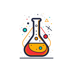 Colorful Laboratory Flask with Chemical Reaction and Abstract Design