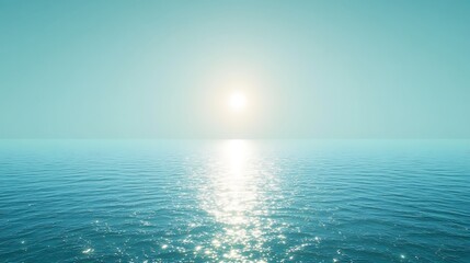 Fototapeta premium Serene Ocean Surface Reflecting Sunlight At Daybreak