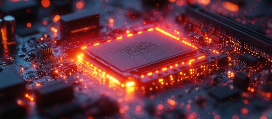 Fototapeta premium Glowing CPU on Motherboard.