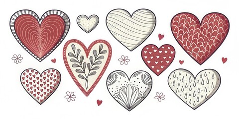 A Collection of Ornate Hearts with Various Patterns and Designs
