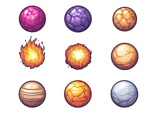 Obraz premium Colorful Cartoon Planet Graphic Elements