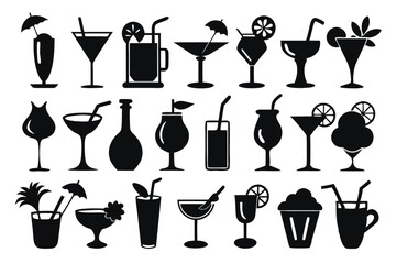Cocktail set Collection icon cocktails Vector