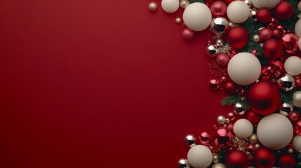 Festive Red and White Christmas Ornament Border