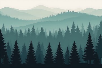 Fir Forest Silhouette Flat design
