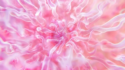 Neon Pink Magical Marine Polyp with Radiant Tentacles - Ultra-Detailed Macro Image