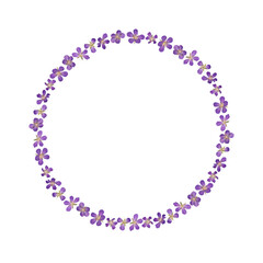 Round frame with realistic pressed dried flowers isolated on transparent background.