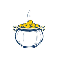 Cartoon Pot of Gold Treasure Chest Overflowing with Wealth