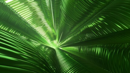 Tropical Paradise: Fanning Array of Bold Green Banana Leaves Creating Cinematic Natural Stripes in Ultra-Detailed Image