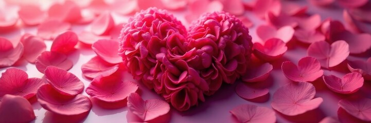 Obraz premium A heart composed entirely of lush rose petals , flowers, rose, blossom