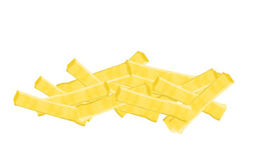 Illustration Watercolor Mound of French Fries, Clipart for Menu Design, Print, Web and Textiles
