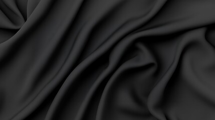 Obraz premium Elegant black silk fabric with smooth flowing folds background