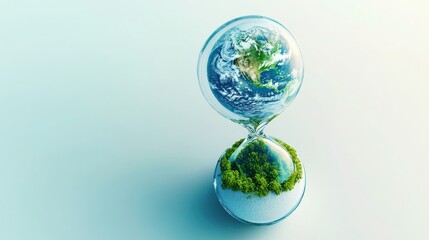 Hourglass with Earth and Greenery Symbolizing Time and Environmental Awareness (2)