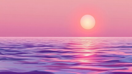Fototapeta premium Serene sunset over calm ocean waters, with pastel colors reflecting on the waves