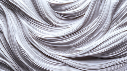 Abstract white fabric waves flowing, studio shot, smooth texture, background blur, design element