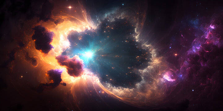 Fantastische Weltraum-Nebula mit leuchtender Explosion