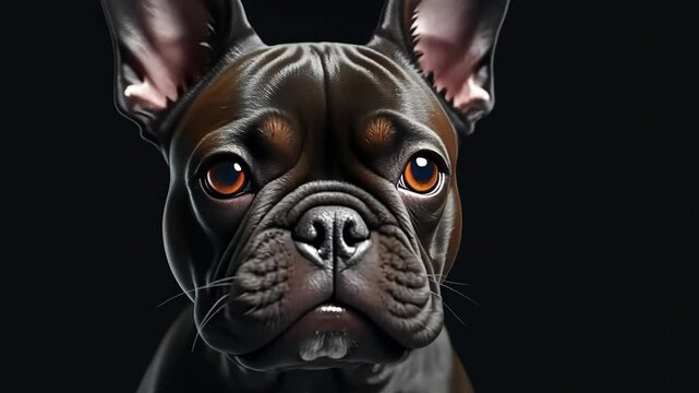Adorable french bulldog puppy faces camera displaying various cute expressions