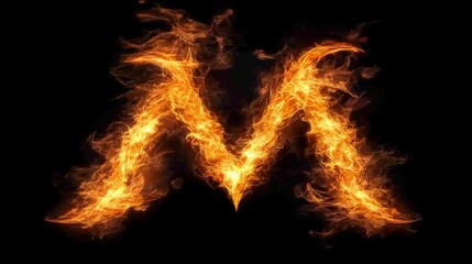 Fiery Flaming Letter M Alphabet Inferno Design