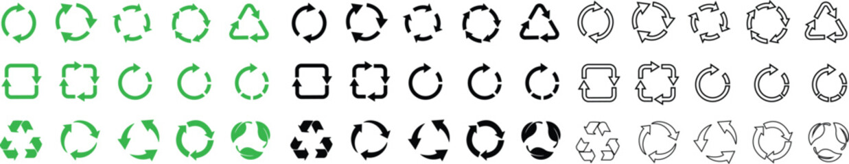 recycle symbol in flat, line style set icons with frame. Isolated on transparent background .cardboard boxes or packaging of goods such as warning signs logotype vector for apps and website