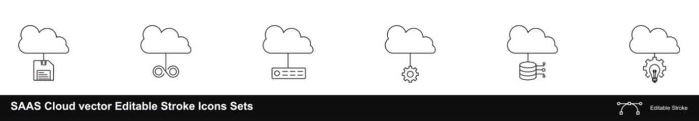 SAAS Cloud vector Editable Stroke Icons Sets
