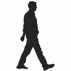 Fototapeta premium A man in a hat and coat walking on a sidewalk. He is wearing black shoes