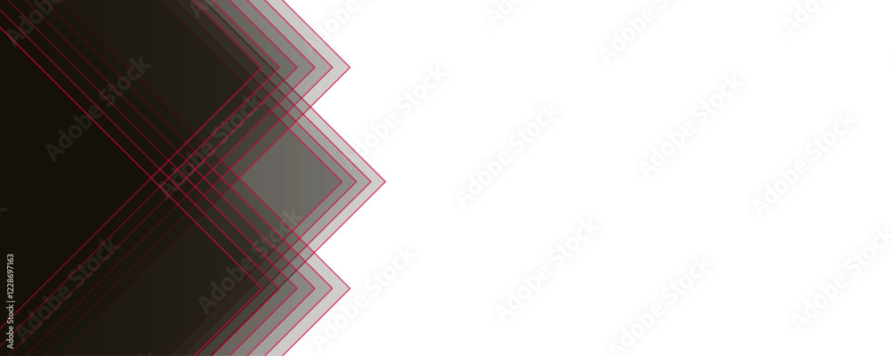 Fototapete Abstract design with white transparent material in triangle and squares shapes. Black rectangle business card, modern and creative design. Futuristic technology lines black 