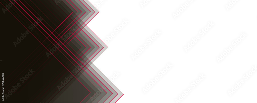 Poster Abstract design with white transparent material in triangle and squares shapes. Black rectangle business card, modern and creative design. Futuristic technology lines black 