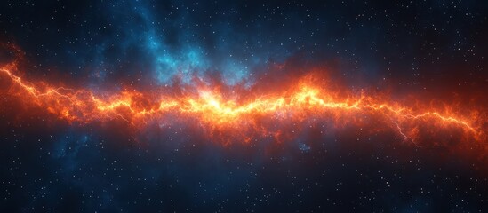 Fototapeta premium Fiery cosmic energy stream across nebula.