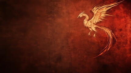 Fiery Phoenix Rising Mythical Bird Art Design