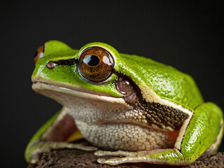 Obraz premium green frog on black