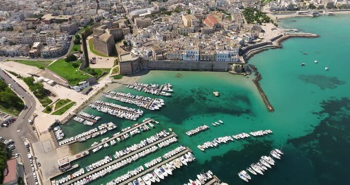 Porto di Otranto - Marina And Coastal Town Of Otranto In Apulia, Italy. - aerial shot