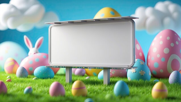 Mockup blank billboard white space on easter theme