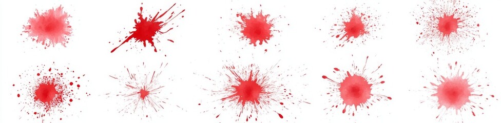 Red paint splatters on white, design elements (1)