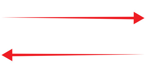 Long arrow. Black and Red arrow pointing Right and Left. Bold and Thine long arrow. Vector illustration.