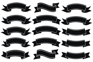 Set of Black ribbons and banners