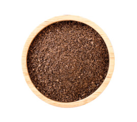 Ground coffee or instant coffee in bowl isolated