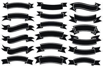 Set of Black ribbons and banners