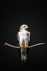 Majestic Hawk Perched on a Branch Against Dark Background