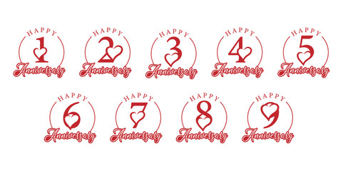 set happy anniversary initial number with love valentine day