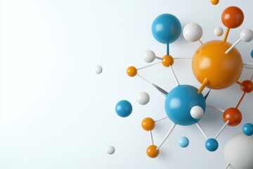 Obraz premium Molecular network of colorful atoms and bonds scientific visualization