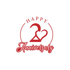 happy anniversary initial number 2 with love valentine day