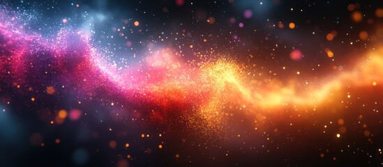 Obraz premium Abstract cosmic swirl with vibrant colors and sparkling particles.