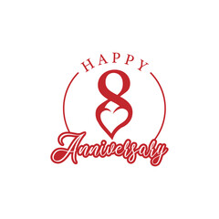 happy anniversary initial number 8 with love valentine day