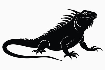 Fototapeta premium Iguana silhouette vector illustration set on a white background