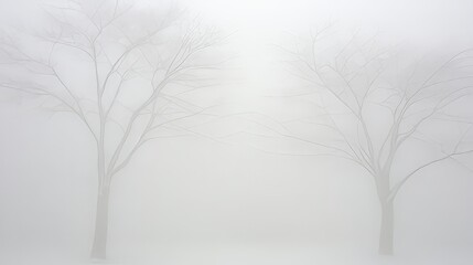 Obraz premium Foggy Winter Landscape with Two Bare Trees