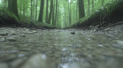 Fototapeta premium Forest Streamlet Tranquility Nature's Gentle Flow