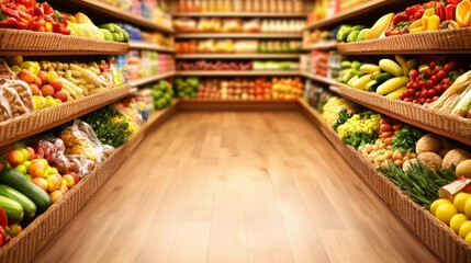 Fototapeta premium Fresh Produce Aisle in Grocery Store Display