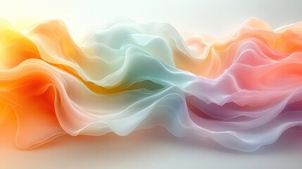 Fototapeta premium Colorful Flowing Fabric Waves Creating Serene Background Effect