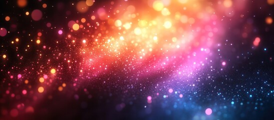 Obraz premium Colorful bokeh lights background with sparkles and glitter.